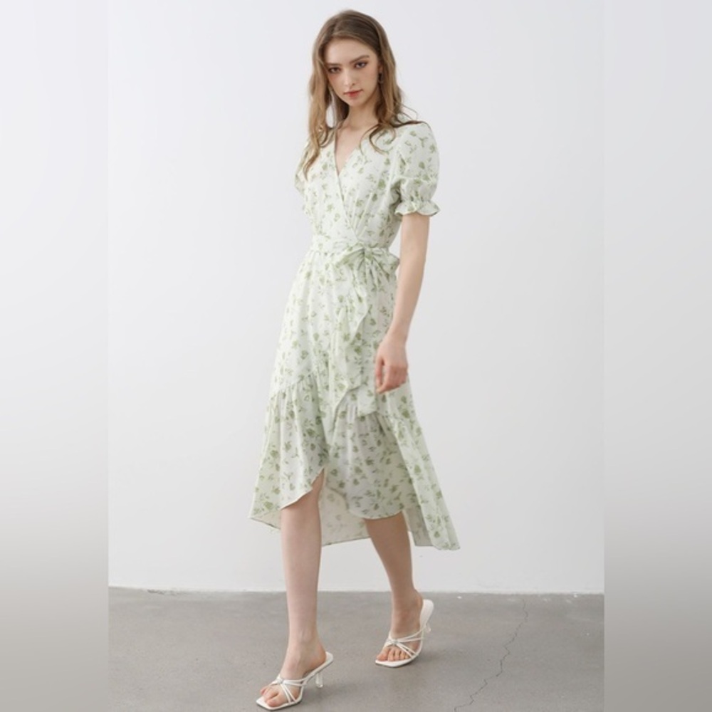 Chicwish watercolor chiffon wrap dress NWOT